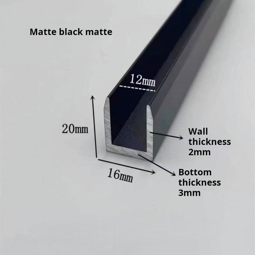 อลูมิเนียมอัลลอยด์ร่องรูปตัวยู 12 * 20 * 2 สีดําและสีขาวเงินทาสีร่องรูปตัวยูอลูมิเนียมอัลลอยด์โปรไฟล์แถบขอบ ยู-รูปอลูมิเนียมแถบร่อง - รูปที่ 2
