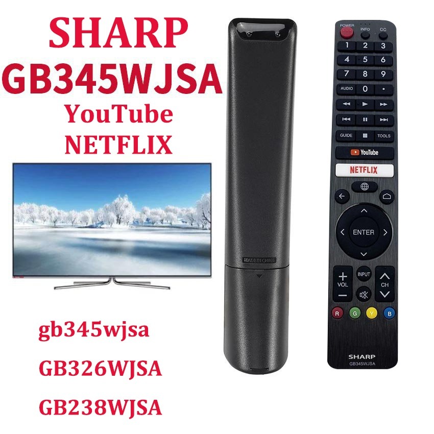 เปลี่ยนสําหรับ SHARP Android TV รีโมทคอนโทรล YouTube Netflix (IR-326) /Android TV gb326wjsa gb345wjs