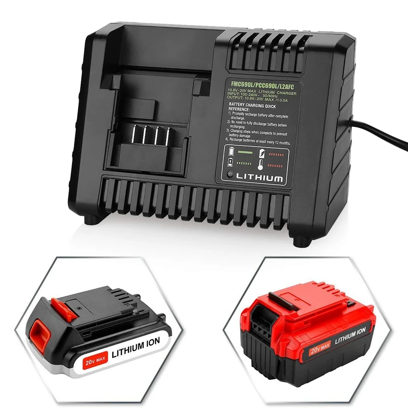 สําหรับ Porter สําหรับ Black & Decker 20V Li-ion แบตเตอรี่แบบพกพา 3A Fast Charger เปลี่ยน L2AFC FMC6
