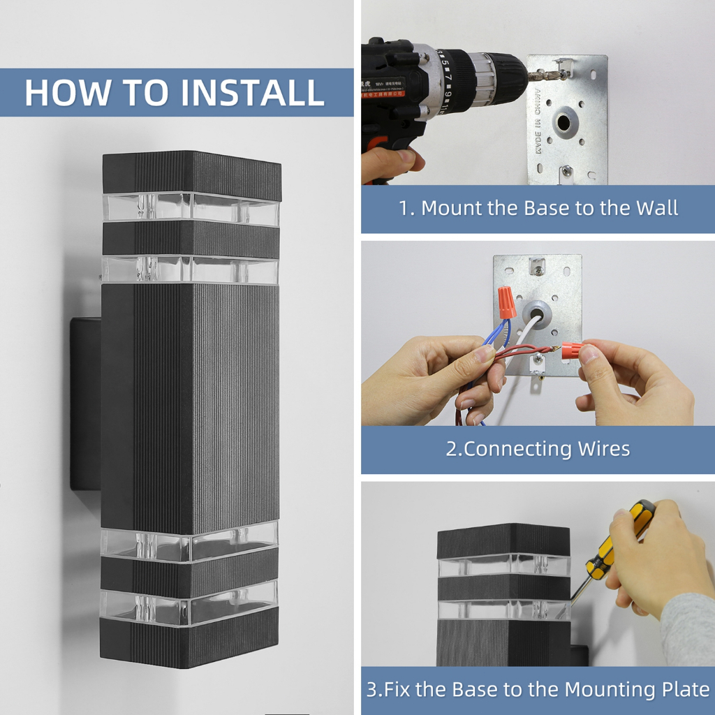 E27 ไฟติดผนัง กลางแจ้ง led ไฟผนัง IP65 กันน้ำ มี 2 หลอดไฟฟรี โคมไฟภายนอก ไฟตกแต่งสวน ไฟทางเดิน ไฟหน้าบ้าน ไฟกิ่ง - รูปที่ 7