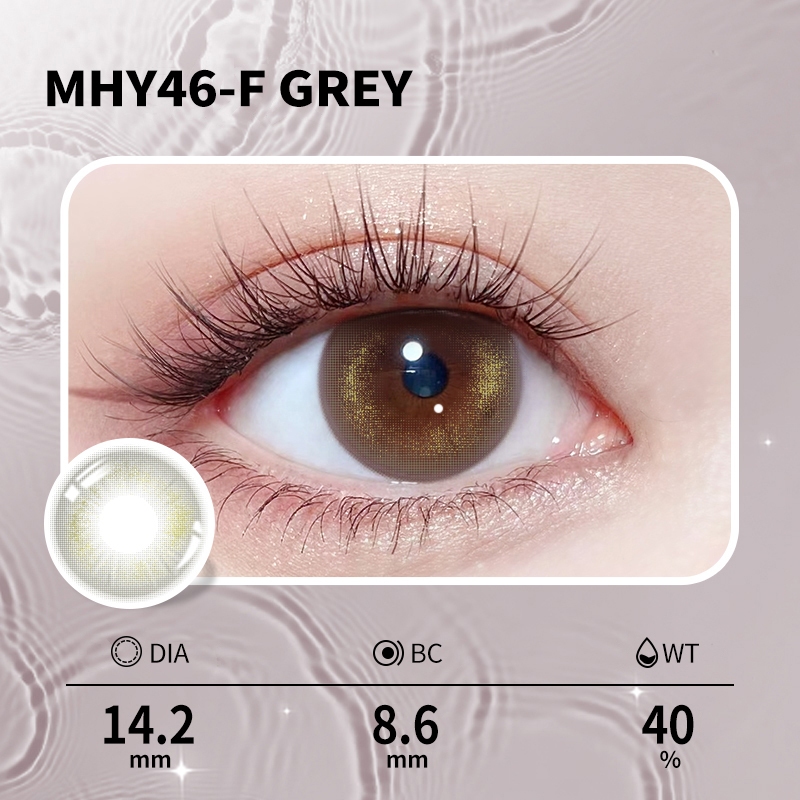 (COD) 2 ชิ้น Power(0 ~-8.00) สีเทาสีสีฟ้าสีม่วงคอนแทคเลนส์เลนส์ตานุ่มธรรมชาติใช้รายปี 14.0-14.5 มม.