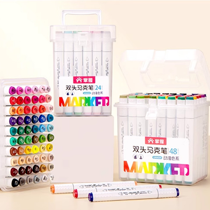 GRASP ปากกามาร์กเกอร์หมึกสองหัวนักเรียนศิลปะเฉพาะเด็กปากกาสีปากกาสีน้ํามันแปรงล้างทําความสะอาดได้