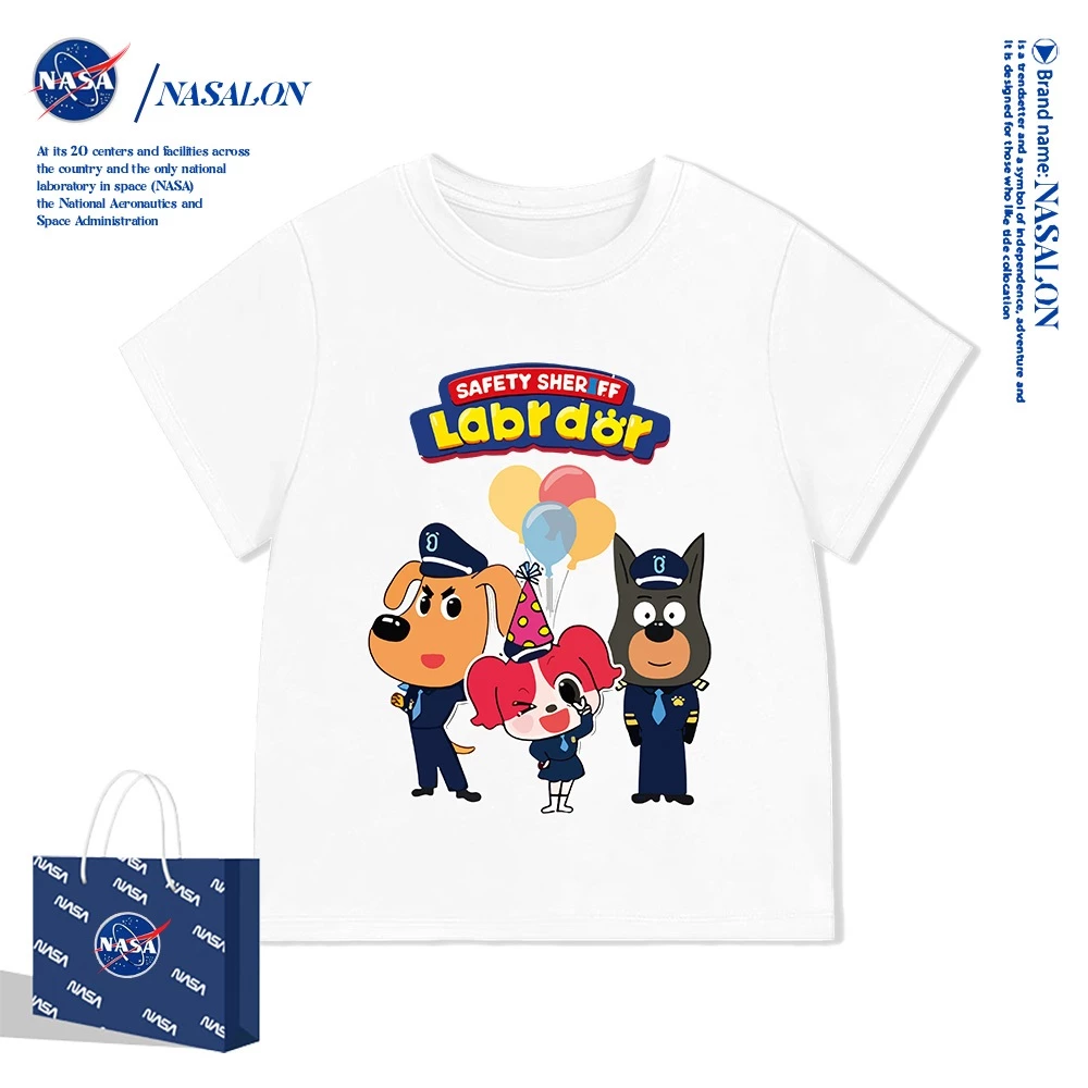 NASA เสื้อยืดเด็ก Sheriff Labradorลายการ์ตูน ผ้าฝ้าย 100% เสื้อยืดเด็กผู้ชาย ใส่สบาย ระบายอากาศดี คุณภาพดี