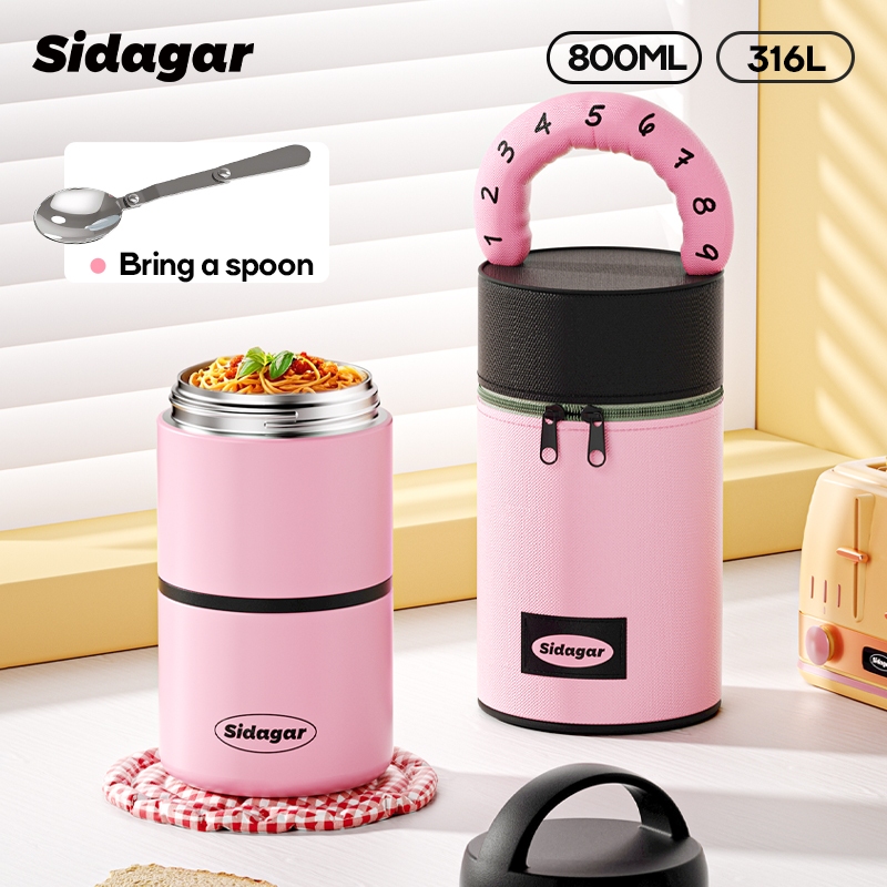 Sidagar (28ออนซ์) กล่องอาหารกลางวันหุ้มฉนวนสองชั้นกล่องเบนโตะความจุขนาดใหญ่นักเรียนถังฉนวนแบบพกพาเฉพาะ