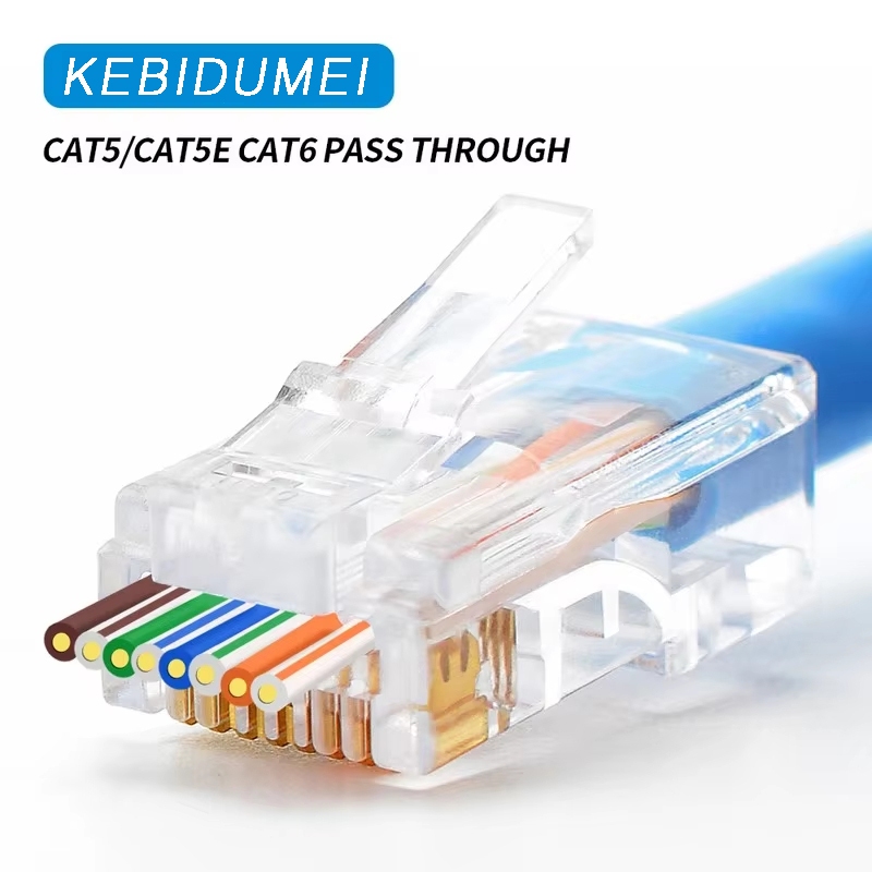 10/20/50 ชิ้น RJ45 Connectors Cat5 Cate5 Cat6 ผ่านผ่าน Crimp 8P8C Modular Plug สําหรับ Solid Strande