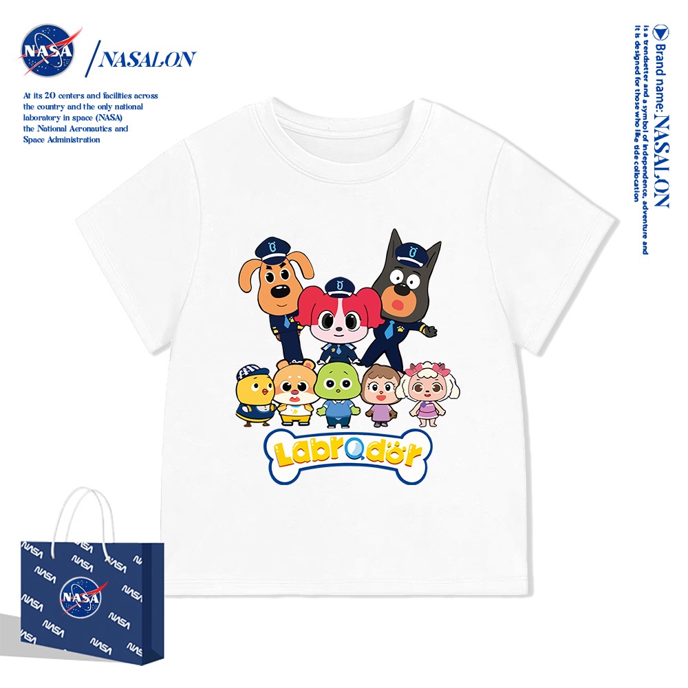 NASA เสื้อยืดเด็ก Sheriff Labradorลายการ์ตูน ผ้าฝ้าย 100% เสื้อยืดเด็กผู้ชาย ใส่สบาย ระบายอากาศดี คุณภาพดี