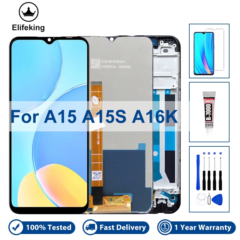 ทดสอบ 100% LCD สําหรับ OPPO A15 CPH2185 A15S CPH2179 A16K CPH2349 จอแสดงผล Touch Screen Digitizer As