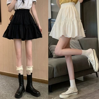 🖤จัดส่งทันที🤍กระโปรงสั้นสไตล์เกาหลี มินิมอล ผ้าดี เอวสูงยางยืด น่ารัก แมทช์ง่าย