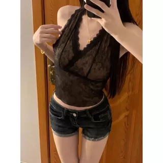 Hotpink ส่งจาก Bangkok🔥(S-XL)-Moonlight Lace Top – ซีทรูลูกไม้ สายฝอแต่ละมุนมาก!หลายสี#1039