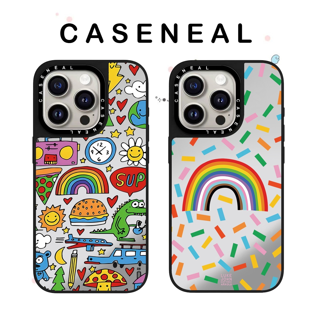 CASENEAL Rainbow cloud คุณภาพสูงกระจกเคสโทรศัพท์เหมาะสําหรับiPhone 17ProMax 17pro 17 air 16promax 16 15promax 15 14promax 13 13Promaxแฟชั่นAnti Drop Hard Case