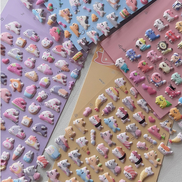 OHAYA | 3ง โฟมสติกเกอร์สัตว์เล็กสามมิติทําเครื่องหมายคู่มือสติกเกอร์ตกแต่งชุดครอบครัวน่ารัก