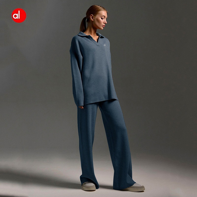 ALO YOGA Old Money Minimalist ถักชุดลําลอง-Jisoo สไตล์เดียวกันกางเกงสูท