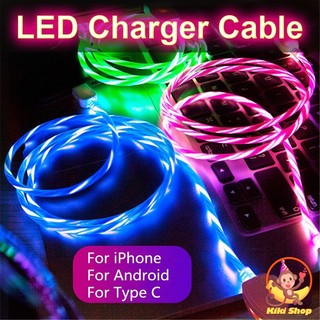 Glowing Cable Fast Charging Micro USB Cables LED Light Type C Charger for Android Charge Wire Cord