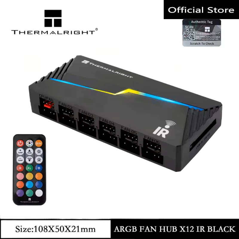 Thermalright TL-ARGB และพัดลม HUB X12/X8 IR พัดลม PWM HUB X12 รีโมทคอนโทรลไร้สาย/รองรับ 4 PIN PWM + 3 PIN + 5V ARGB PC พัดลม Controller