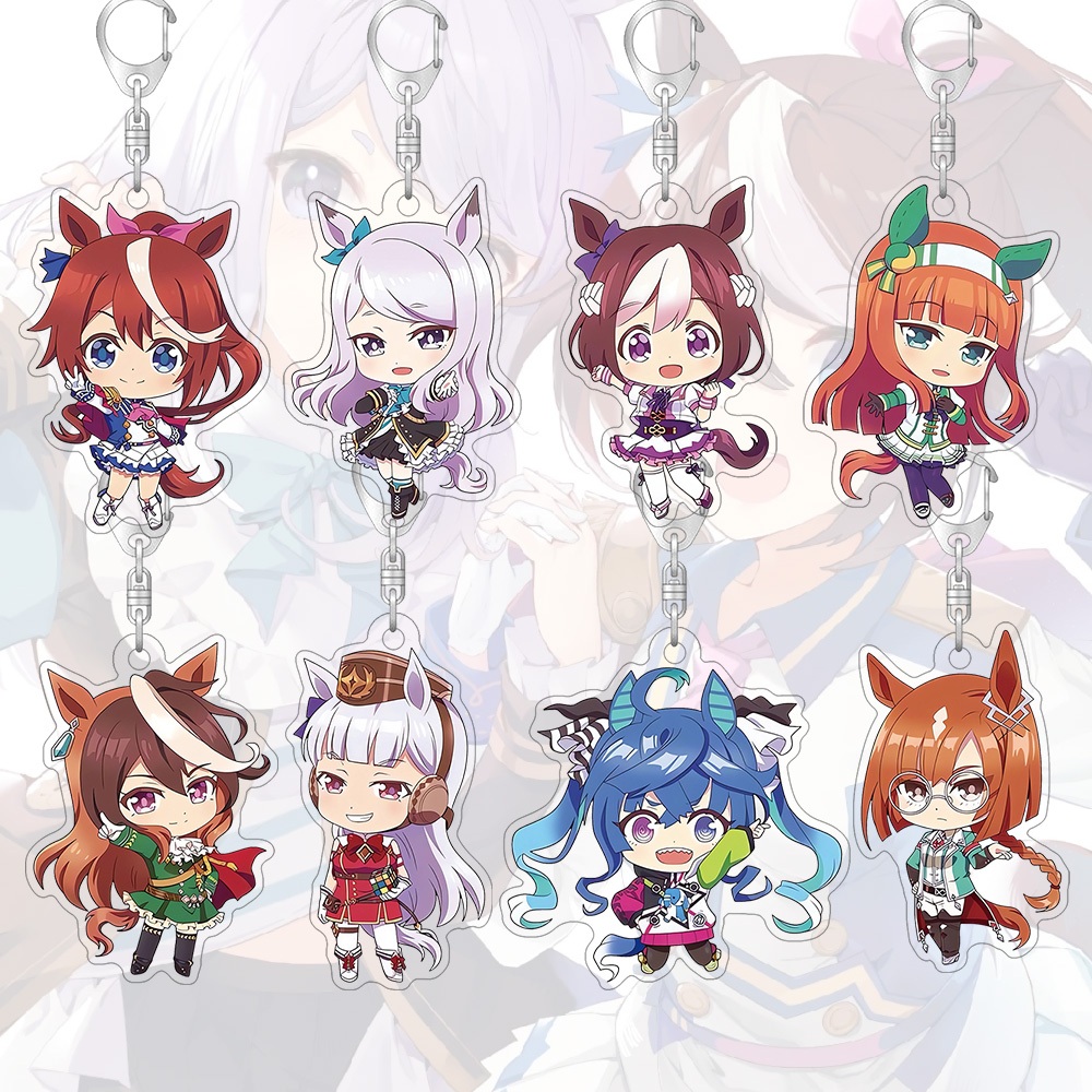 พวงกุญแจอะคริลิค Umamusume อะนิเมะการ์ตูนน่ารักจี้ Key Chains กระเป๋านักเรียนจี้ขนาดเล็กของขวัญ