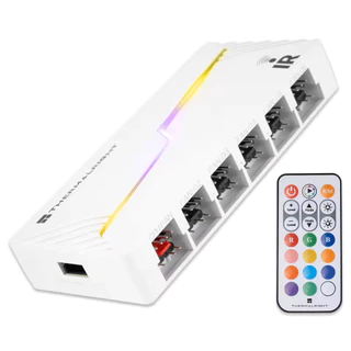 Thermalright TL-ARGB และพัดลม HUB X8/X12 IR พัดลม PWM HUB X8 รีโมทคอนโทรลไร้สาย/รองรับ 4 PIN PWM + 3 PIN + 5V ARGB สีขาว PC พัดลม Controller
