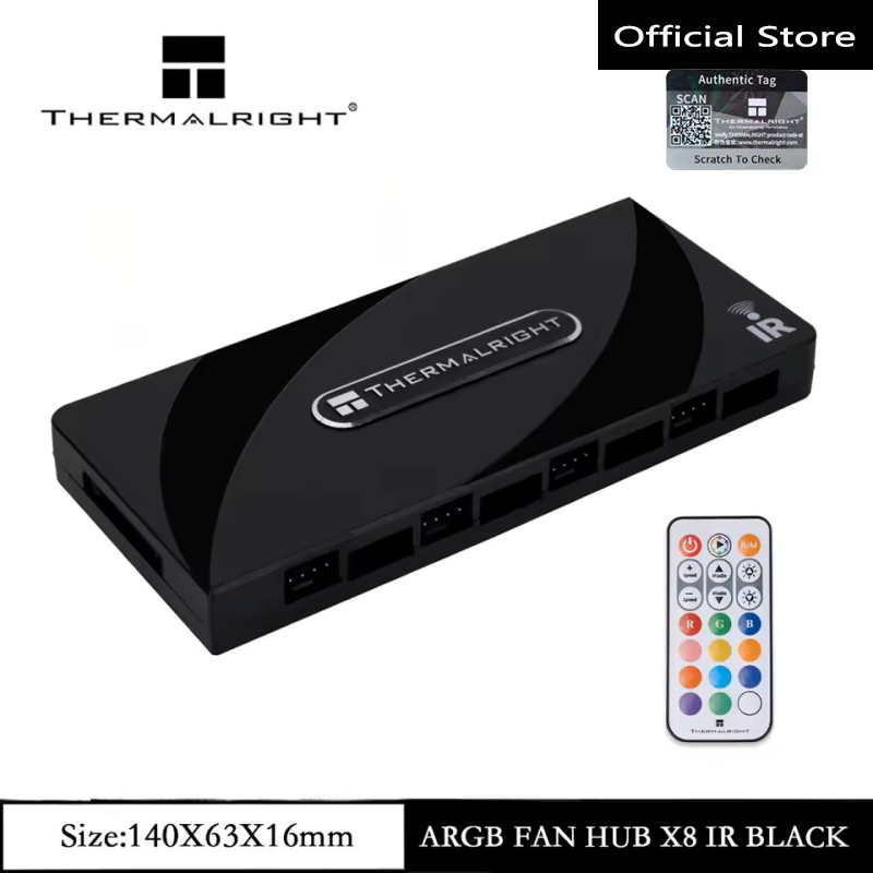 Thermalright TL-ARGB และพัดลม HUB X8/X12 IR พัดลม PWM HUB X8 รีโมทคอนโทรลไร้สาย/รองรับ 4 PIN PWM + 3 PIN + 5V ARGB PC พัดลมคอนโทรลเลอร์สีดํา