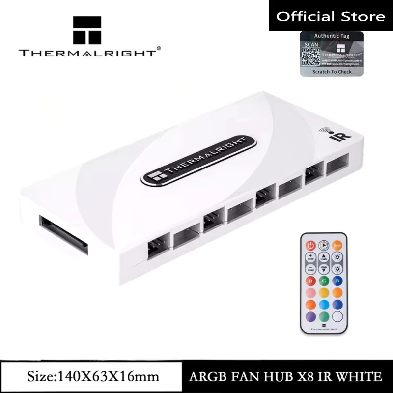 Thermalright TL-ARGB และพัดลม HUB X8/X12 IR พัดลม PWM HUB X8 รีโมทคอนโทรลไร้สาย/รองรับ 4 PIN PWM + 3 PIN + 5V ARGB สีขาว PC พัดลม Controller