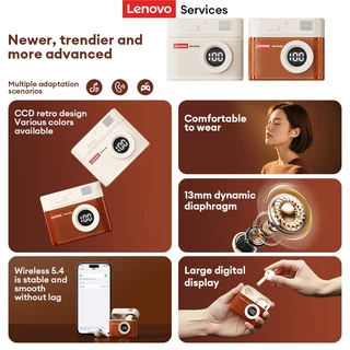 Lenovo LE218 Bluetooth 6.0 หูฟังกล้อง CCD ย้อนยุคพร้อมจอแสดงผลแบตเตอรี่ดิจิตอล Hi-Fi Berlin เสียงรอบทิศทาง Latency ต่ําการออกแบบแบบกึ่งอินเอียร์และตัดเสียงรบกวน