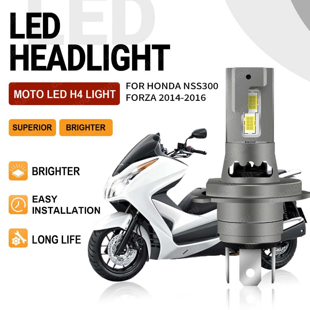 Super Bright 1PCS รถจักรยานยนต์ H4 LED ไฟหน้า Hi/Lo หลอดไฟ 6000K Canbus ข้อผิดพลาดฟรีสําหรับ Honda NSS300 Forza 2014 2015 2016