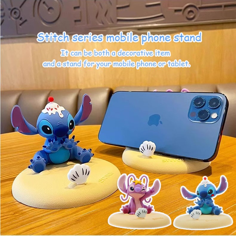 Stitch ที่วางโทรศัพท์ลายการ์ตูน creative และอินเทรนด์ตกแต่งรถตกแต่งเดสก์ท็อปที่บ้าน