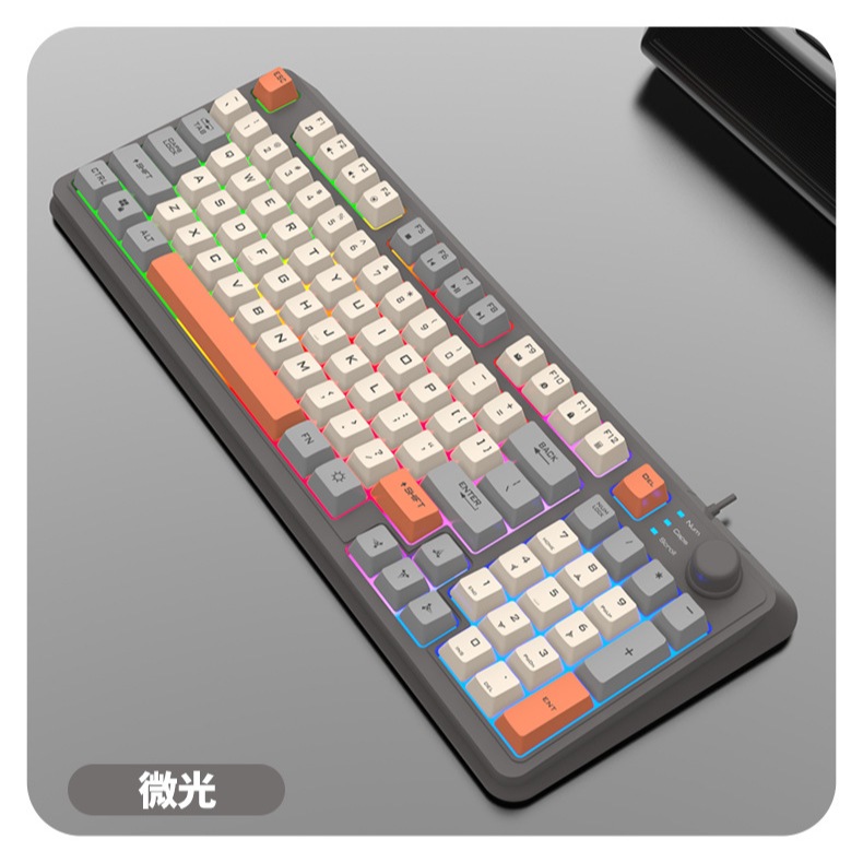 XUNFOX K820 คีย์บอร์ดแบบมีสาย (อังกฤษและไทย) และชุดเมาส์พร้อมเอฟเฟกต์แสงสีสําหรับทํางาน ศึกษา E-Spor