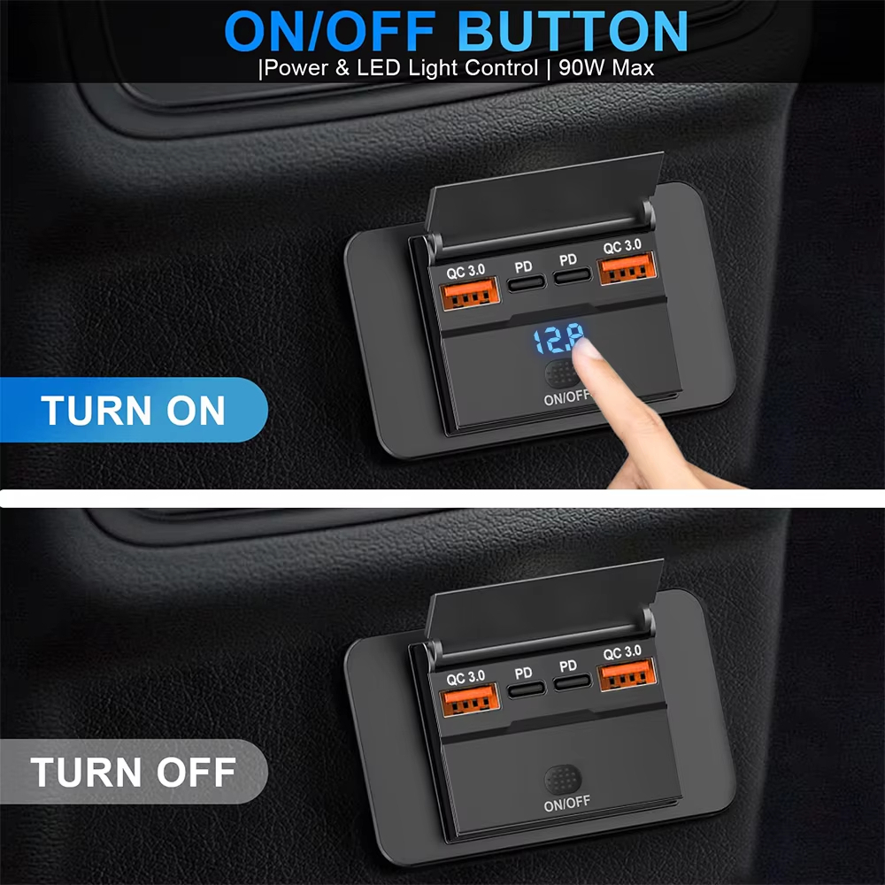 🚀ท้องถิ่น🚀12V 24V 4 พอร์ตรถ Charger ซ็อกเก็ตอะแดปเตอร์พร้อมสวิตช์ PD QC3.0 กันน้ํา 2/3/4 พอร์ตชาร์จ Splitter Outlet สําหรับ Bus RV ATVTruck เรือ - รูปที่ 2