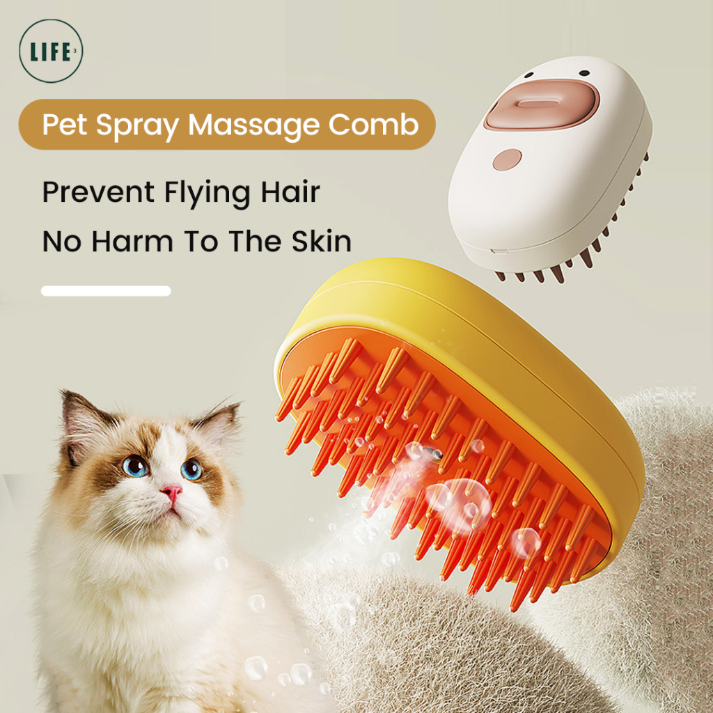 3Life Pet Massage Comb with Nano Mist Spray Waterless Cleaning & Deshedding Brush for Cat and Dog