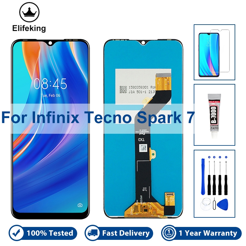 6.5 "LCD สําหรับ Infinix Tecno Spark 7 KF6 KF6j KF6i จอแสดงผลแผงสัมผัส Digitizer Assembly ฟรีเครื่อง