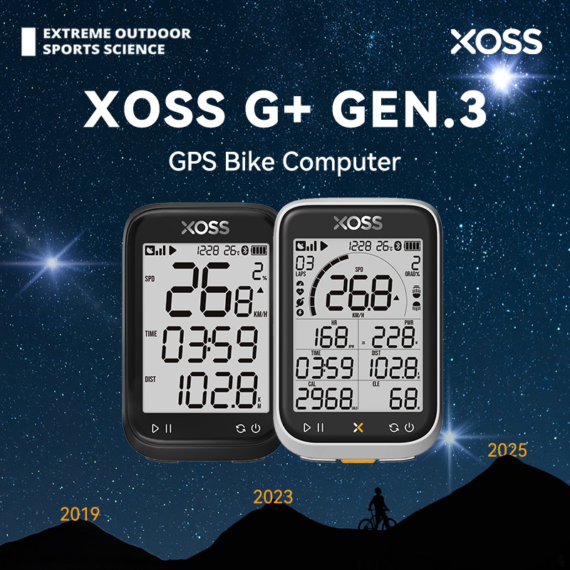 XOSS G3 + จักรยาน Speedometer ไร้สายกันน้ํา IP67 Type-C ชาร์จจักรยานคอมพิวเตอร์ GPS 2.8 นิ้วจอแสดงผล
