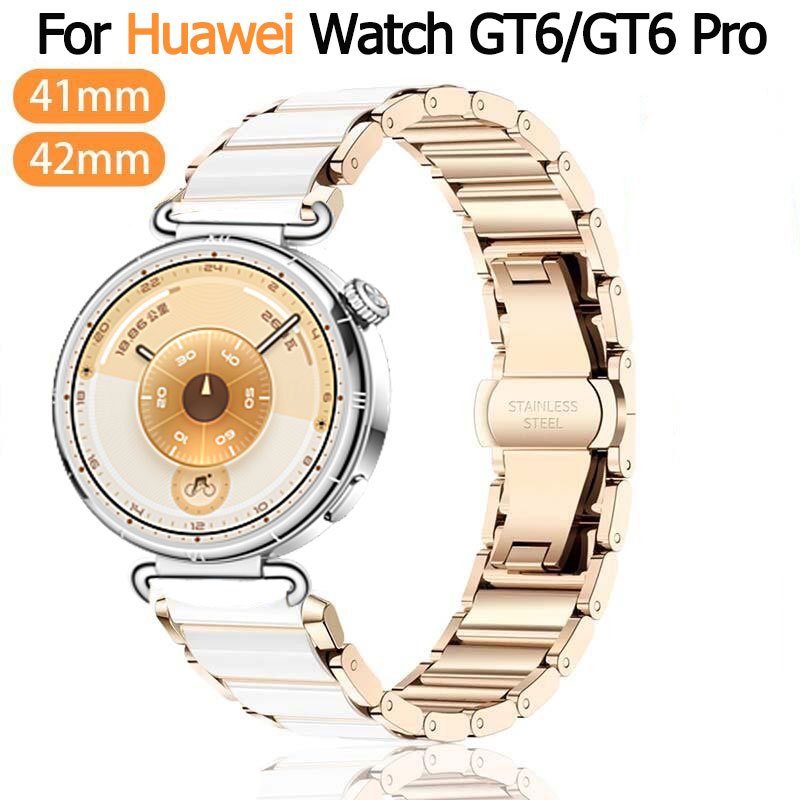 สาย สําหรับ Huawei Watch GT6 5 Pro 42mm / GT6 5 41mm นาฬิกา สาย  สำรอง สาย Ceramics โลหะ สแตนเลส สํา