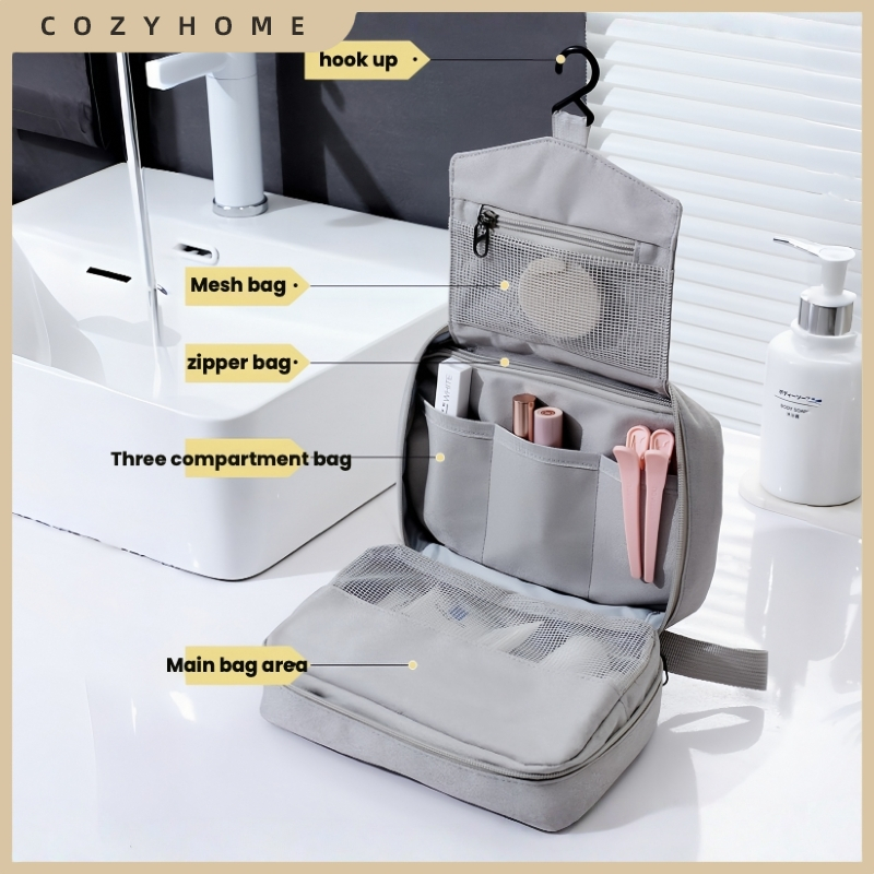 [พร้อม คลังสินค้า] อบอุ่นสบาย ใหม่สไตล์ตะขอแป้งกระเป๋าเงียบสไตล์เดินทางแบบพกพาออแกไนเซอร์จัดเก็บกระเป๋าเครื่องสําอางการจัดหมวดหมู่กร