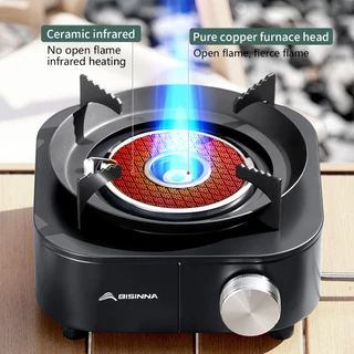 BISINNA เตาแก๊สแบบพกพา ขนาดเล็ก กำลังไฟ 4000W เทอร์มอสเปกตรัมอินฟราเรด ชนิดแบ่งส่วน เหมาะสำหรับใช้ในที่กลางแจ้ง ตั้งแคมป์ ปิกนิก และเดินป่า