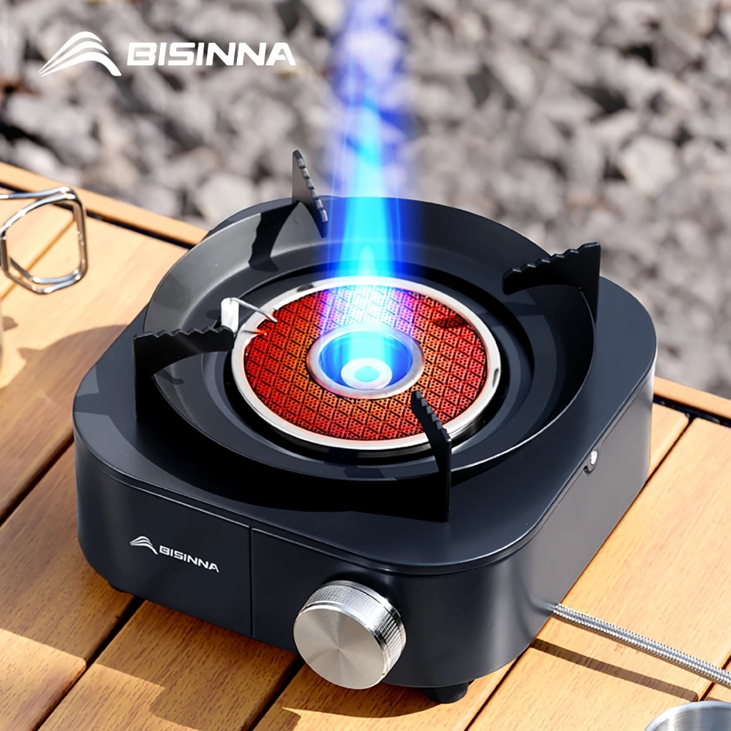 BISINNA เตาแก๊สแบบพกพา ขนาดเล็ก กำลังไฟ 4000W เทอร์มอสเปกตรัมอินฟราเรด ชนิดแบ่งส่วน เหมาะสำหรับใช้ในที่กลางแจ้ง ตั้งแคมป์ ปิกนิก และเดินป่า