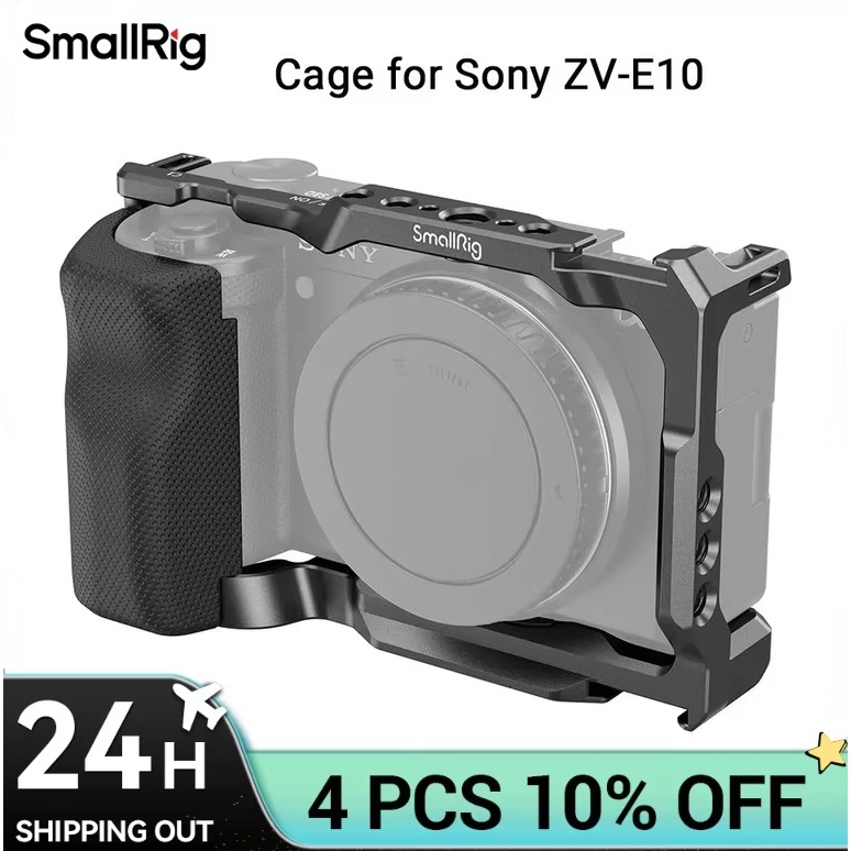 SmallRig สําหรับ Sony ZV-E10 กรงซิลิโคน Grip และแผ่น Quick Release ในตัวสําหรับ Arca-Swiss Cage Rig 