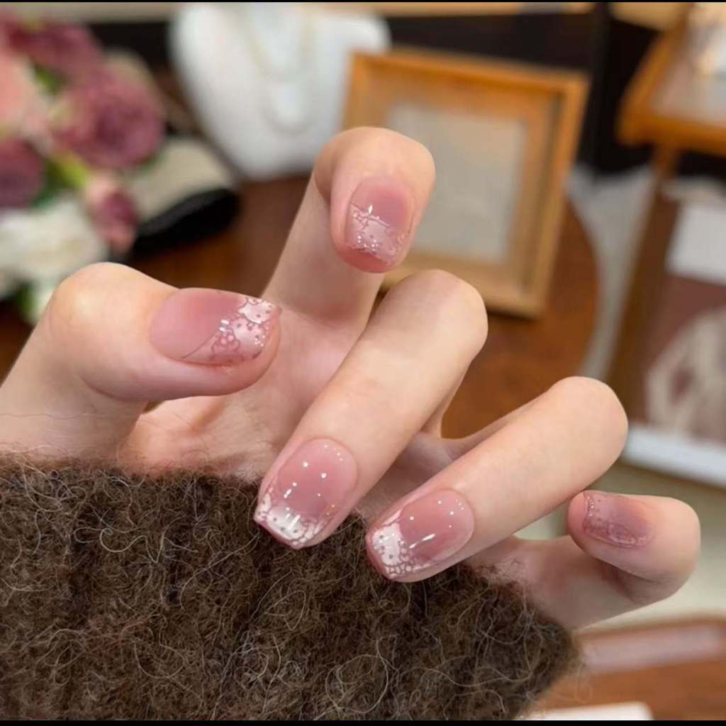 C0207 เล็บปลอมสําเร็จรูป เจลแท้ ทำด้วยมือ 10 ชิ้น/กล่อง น่ารัก หวาน ๆ แคทอาย สวมง่าย ใช้ซ้ำได้