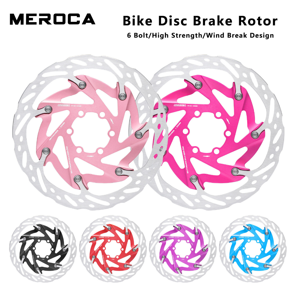 MEROCA XR จักรยานดิสก์เบรกโรเตอร์ สี CNC ขนาด 160 มม. 6 สลักเกลียว อุปกรณ์เสริม MTB