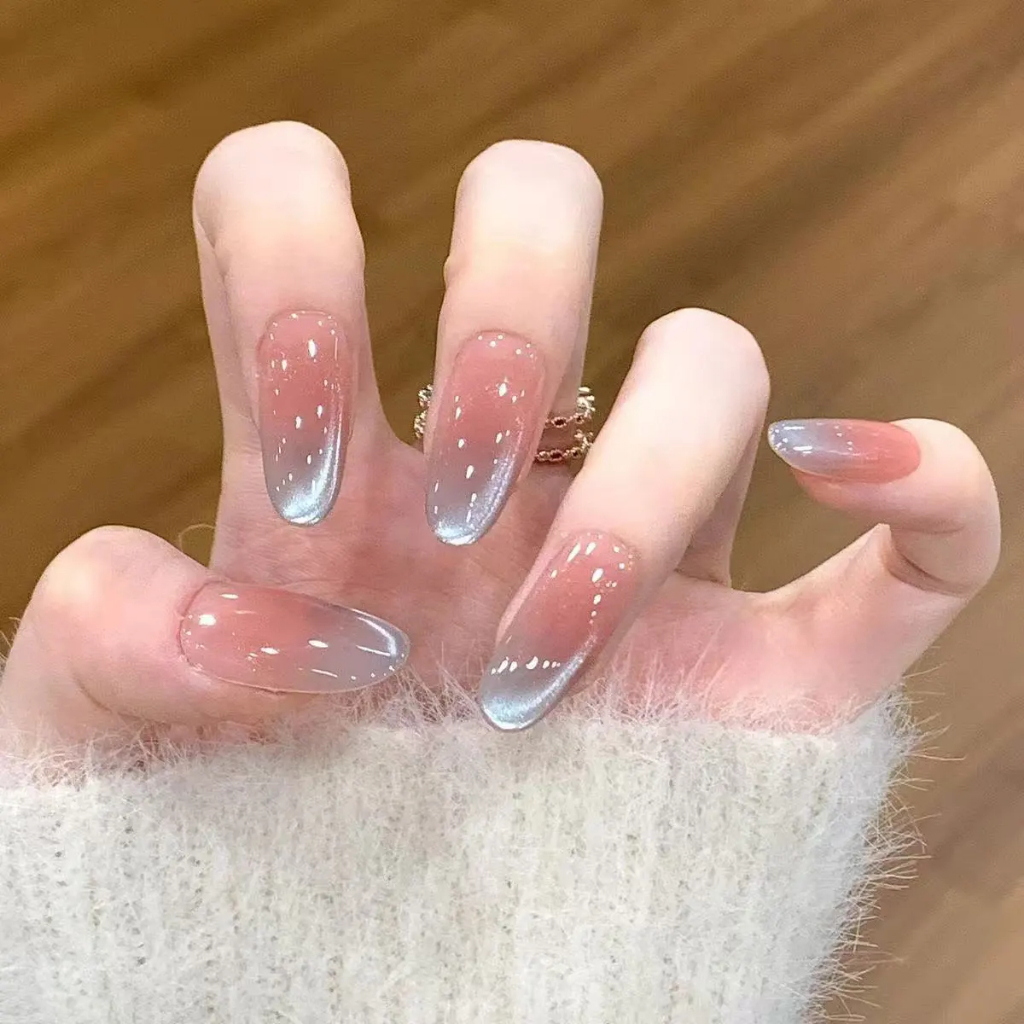 C0196-C0198เล็บปลอมสําเร็จรูป เจลแท้ ทำด้วยมือ 10 ชิ้น/กล่อง เรียบง่าย สง่างาม เบาสบาย สวมง่าย ใช้ซ้ำได้