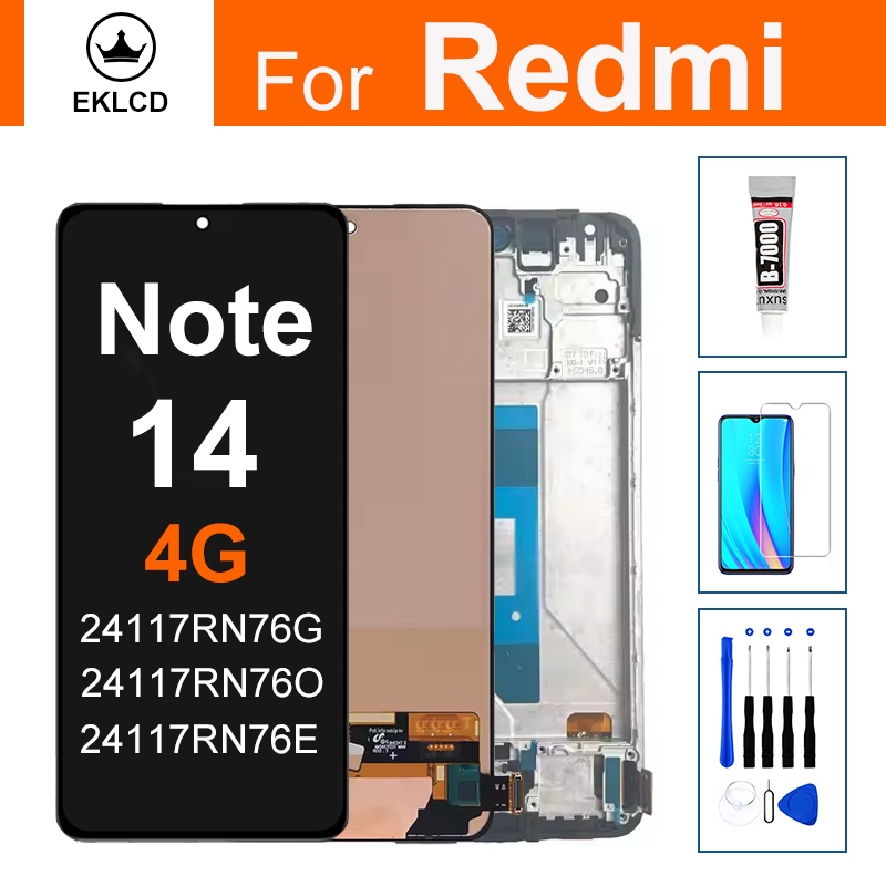 จอแสดงผล LCD สําหรับ Xiaomi Redmi หมายเหตุ 14 4G 24117RN76G Touch Screen Digitizer Assembly 24117RN7