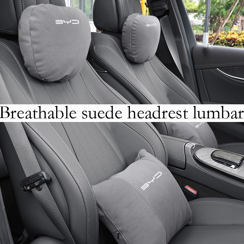 รถปรับหนังนิ่มที่นั่งพนักพิงศีรษะคอหมอนเอวสนับสนุนแผ่นป้องกันเหมาะสําหรับ BYD เพลง Plus Atto 3 Han E