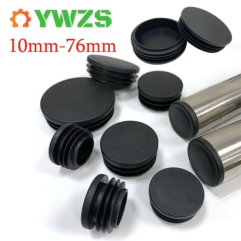 10 มม.-76 มม.สีดํา Blanking End หมวกรอบพลาสติก PVC Hollow ฝาครอบเฟอร์นิเจอร์โต๊ะเก้าอี้ขาท่อปลั๊กภายนอกยางหมวกภายในแผ่นเท้า Protector สําหรับ Bracket