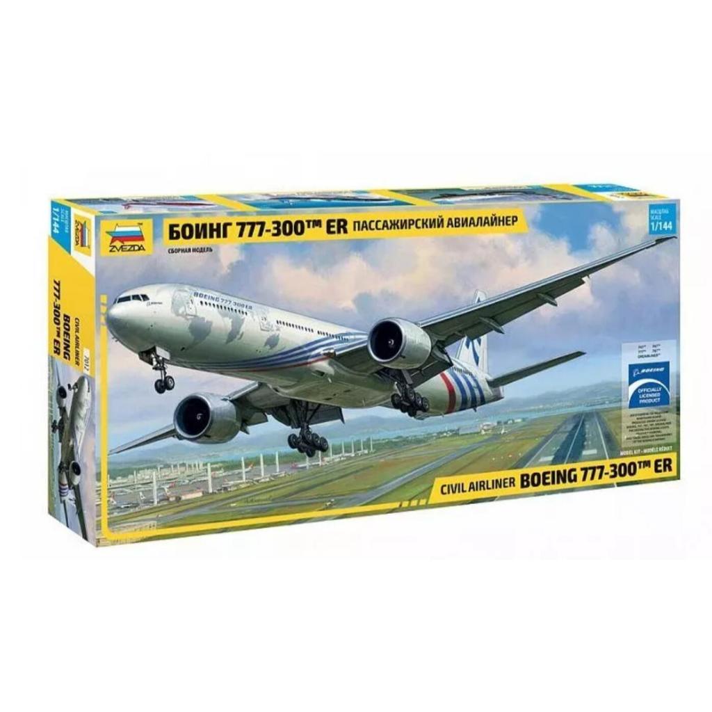 โบอิ้ง 777-300 Er Plastique Kit 1/144 รุ่น Zvezda Assembly Model Red Star 7012 โบอิ้ง 777-300ER 1/14