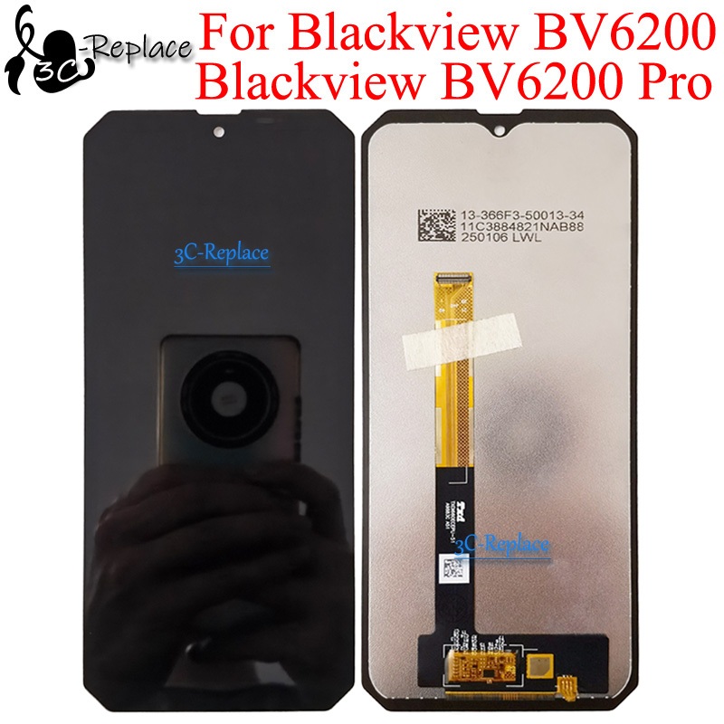 สีดํา 6.56 นิ้วสําหรับ Blackview BV6200 Blackview BV6200 Pro BV6200 Plus LCD DIsplay หน้าจอสัมผัส Di