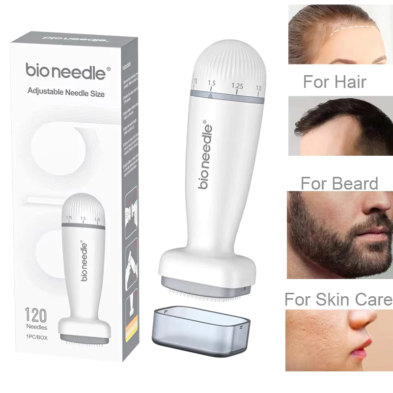 ลูกกลิ้งแสตมป์ Derma Bio120Pin แบบปรับได้สําหรับดูแลเส้นผม