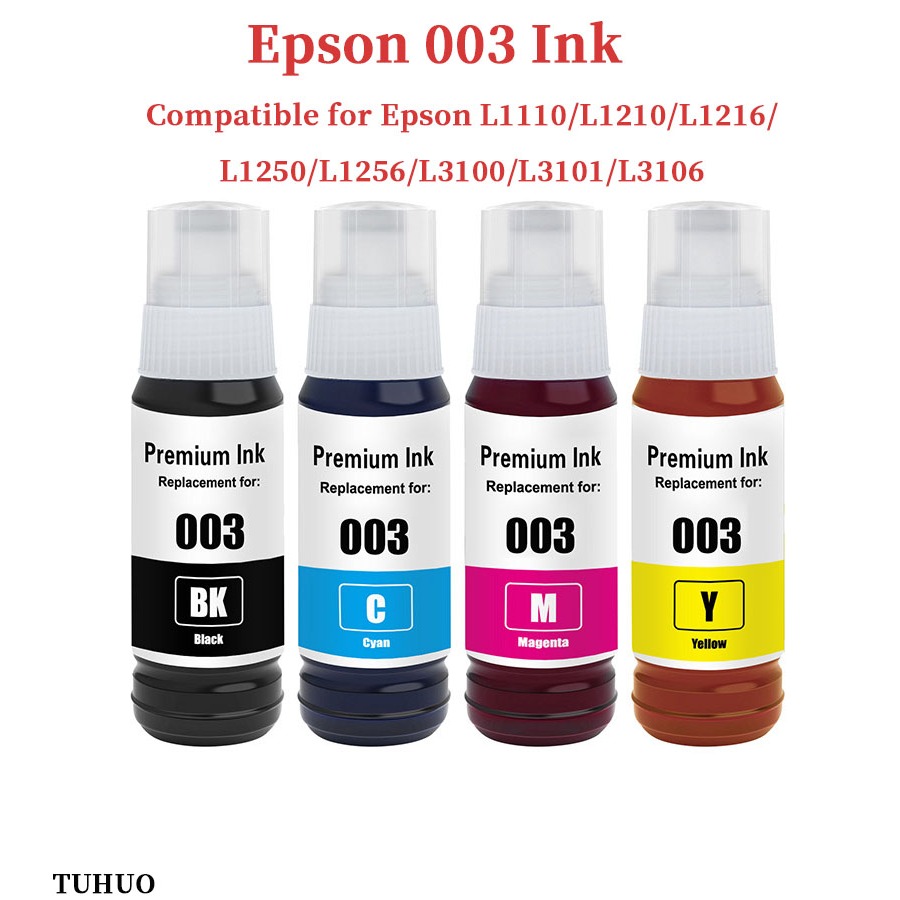 ตลับหมึกที่รองรับ Epson 003 L1110/L1210/L1216/L1250/L1256/L3100/L3101/L3106 สําหรับเครื่องพิมพ์อิงค์