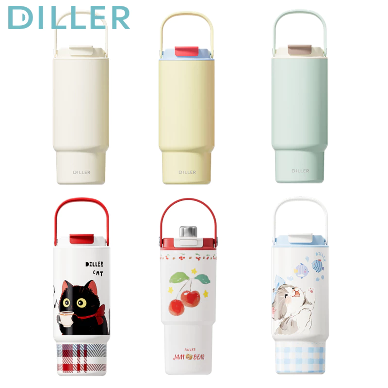 Diller(31oz) แก้วกาแฟสแตนเลสซับเซรามิก กระติกน้ําสูญญากาศ แก้วน้ําร้อนและเย็น D9383