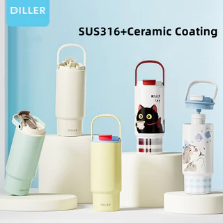 Diller(31oz) แก้วกาแฟสแตนเลสซับเซรามิก กระติกน้ําสูญญากาศ แก้วน้ําร้อนและเย็น D9383