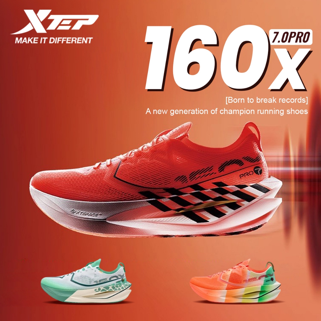 XTEP 160X 7.0 PRO ผู้หญิง Racing แผ่นคาร์บอนรองเท้าวิ่ง Professional Marathon ผู้หญิงรองเท้าวิ่ง Sho