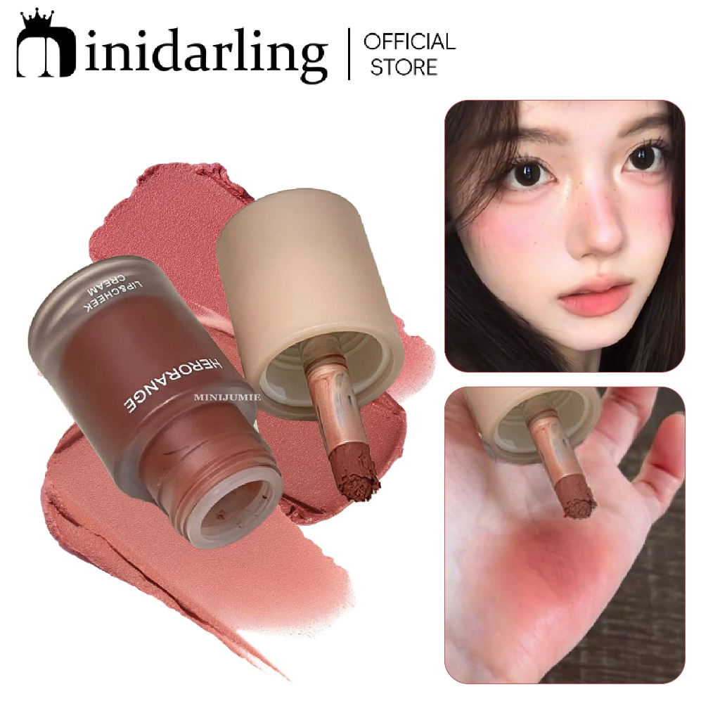 HERORANGE Peach Matte Lip Mud Dual Use Lipgloss ติดทนนานไม่ติด Natural Daily Makeup ลิปสติก