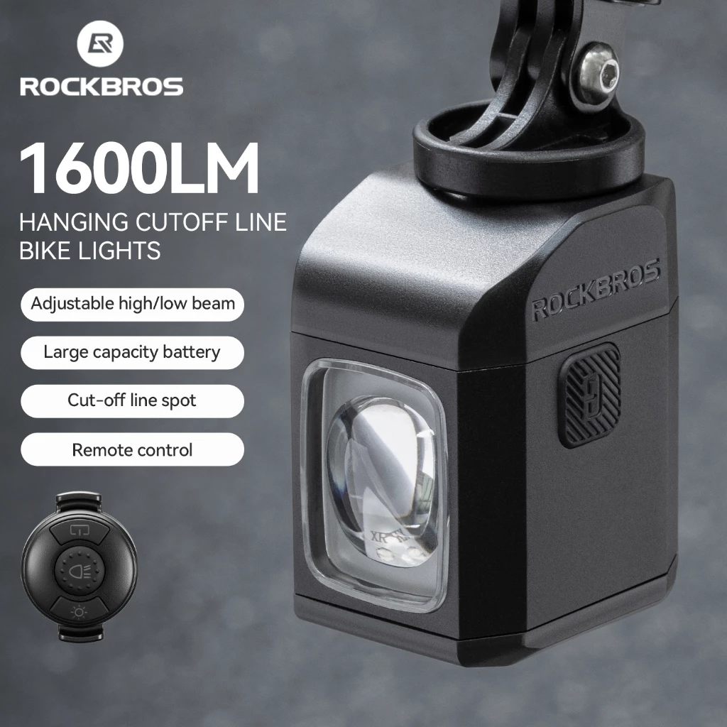 【TH Delivery】ROCKBROS ไฟหน้าจักรยาน 1600 ลูเมน ระบบเซ็นเซอร์แสงอัจฉริยะ กันน้ำระดับ IPX6 รีโมทคอนโทรล โหมดความสว่างหลายระดับ ไฟหน้าแบบแขวน
